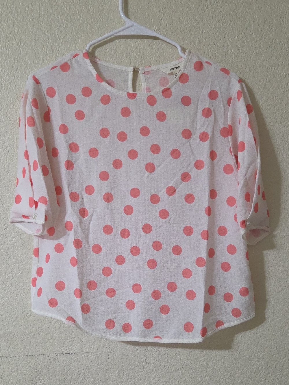 Koton White Blouse with Pink Polka Dots
